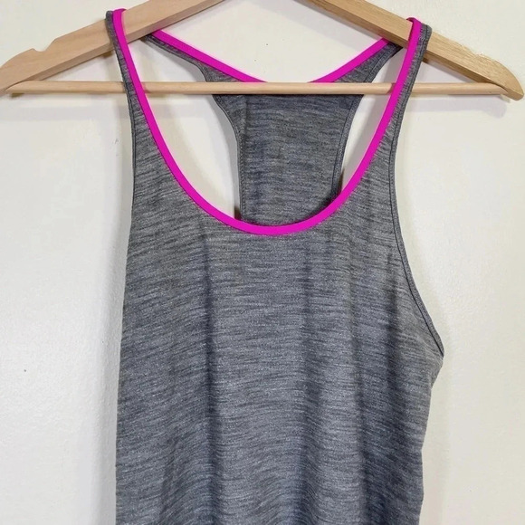 Lululemon  Pink Neon Round Neck Gray Active Tank Top - Picture 3 of 7